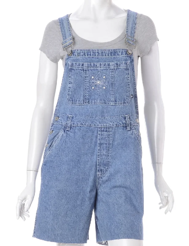 Label Jackie Cropped Denim Dungarees