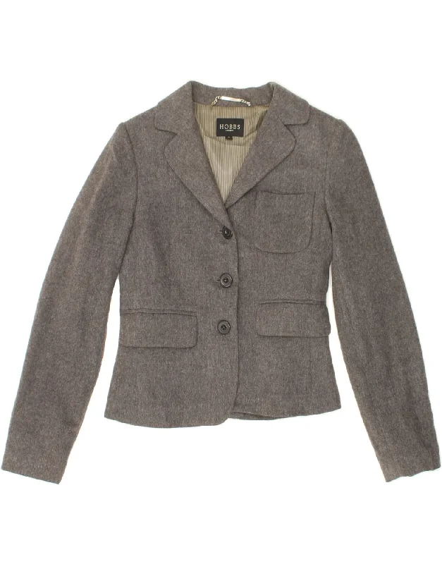 HOBBS Womens Crop 3 Button Blazer Jacket UK 8 Small Grey Wool