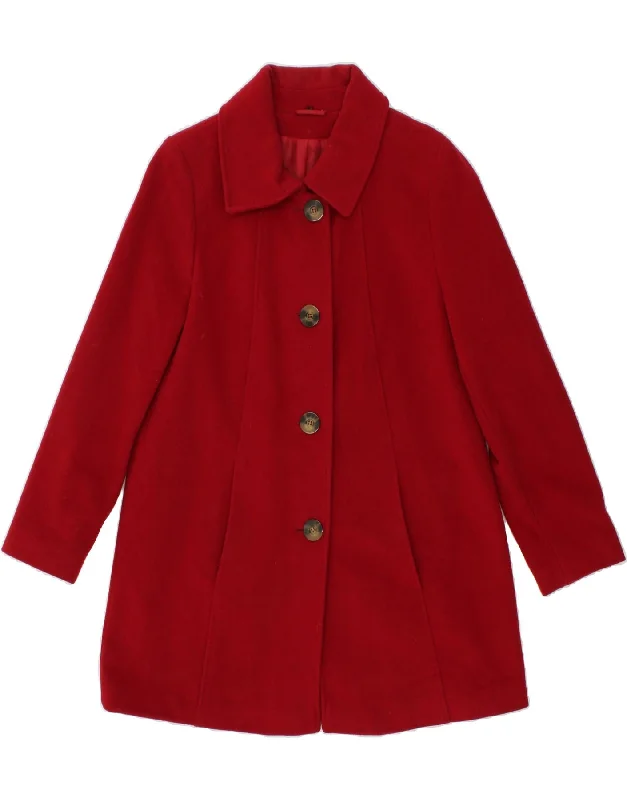 VINTAGE Womens Overcoat UK 10 Small Red Wool