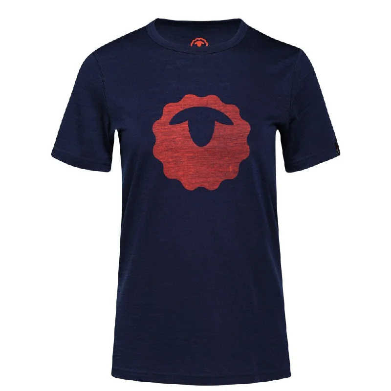 Womens Merino 150 Emblem Tee (Navy/Orange)