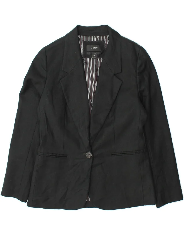 J. CREW Womens 1 Button Blazer Jacket US 4 Small Black Linen