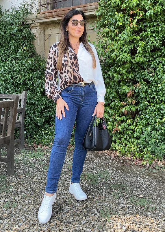 Mary-Claire White And Leopard Blouse