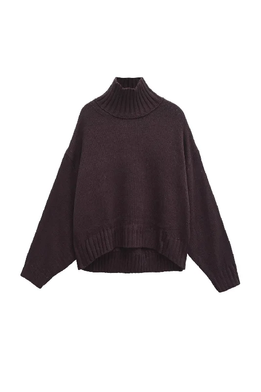 'Beth' Casual Long-Sleeve Dark Brown Sweater