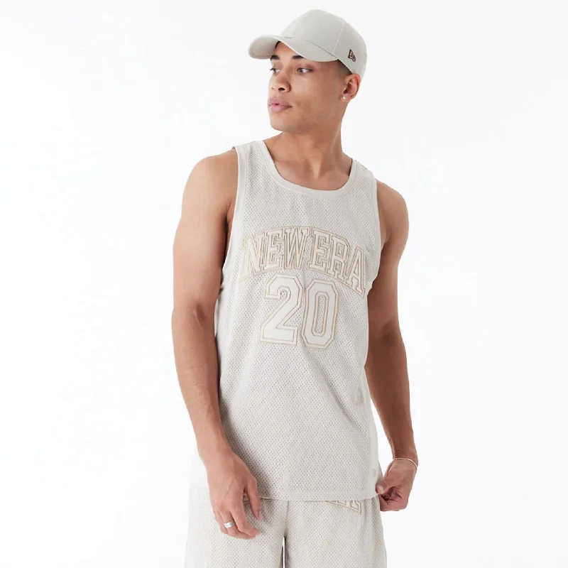 New Era Arch Logo Stone Mesh Tank Top